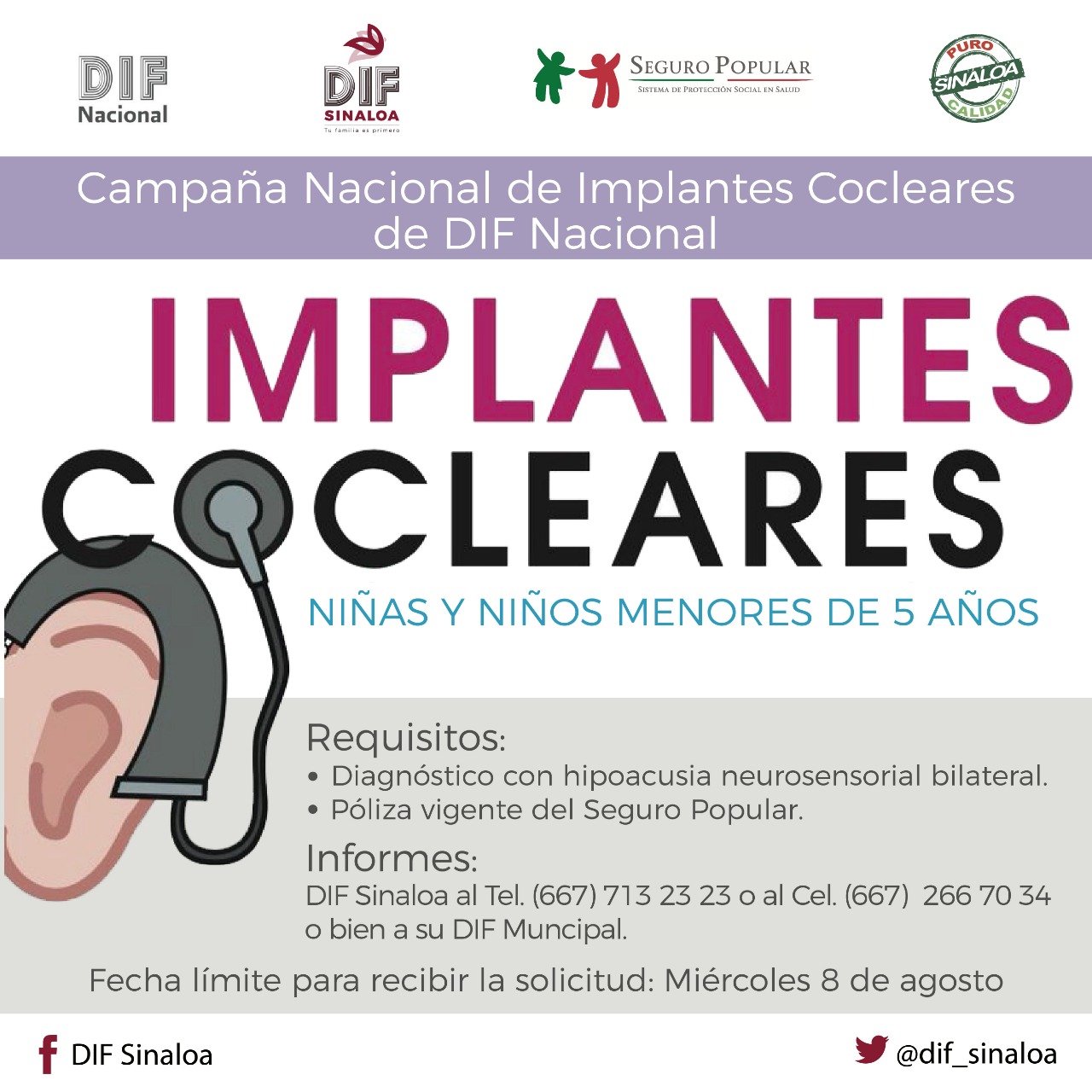 Promueve DIF Sinaloa campaña de Implantes Cocleares